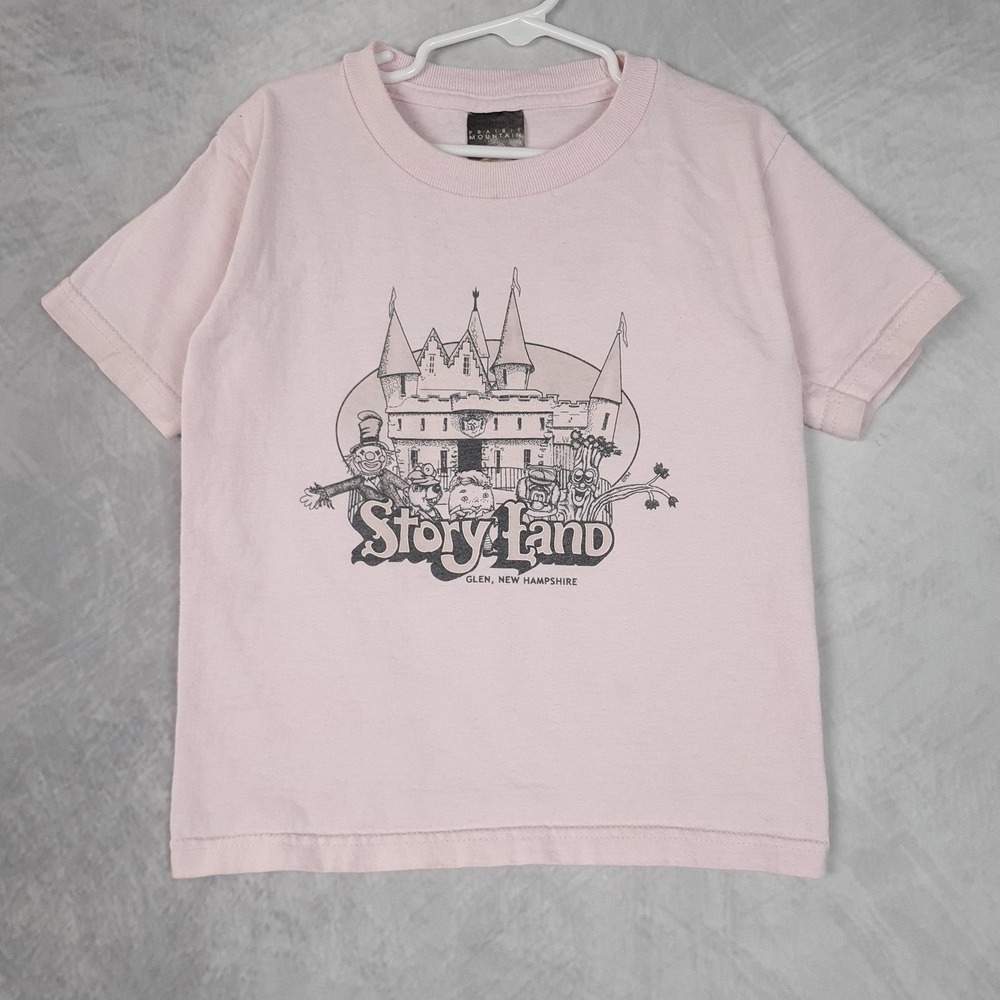 Vintage Story Land Shirt Girls 6/8 Pink Prairie Mountain Glen New Hampshire